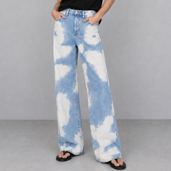 Calvin Klein Denim - Calvin Klein Original Wide Leg Jeans Womens 28 Tie Dye Denim High-rise